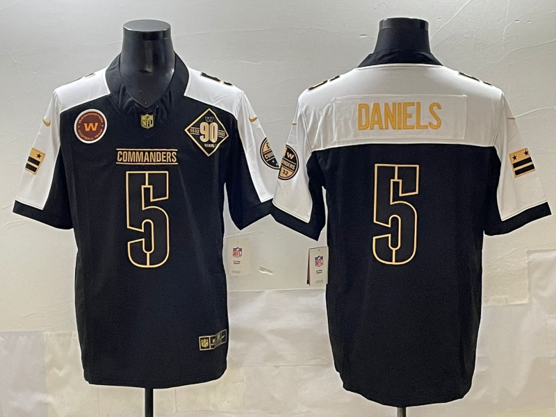 Men Washington Commanders #5 Daniels black 2025 Nike NFL jersey style 8